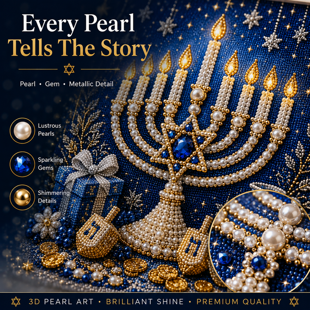 ✈️Last Day 50% OFF✨🎁DIY Hanukkah Pearl Art Kit ✨