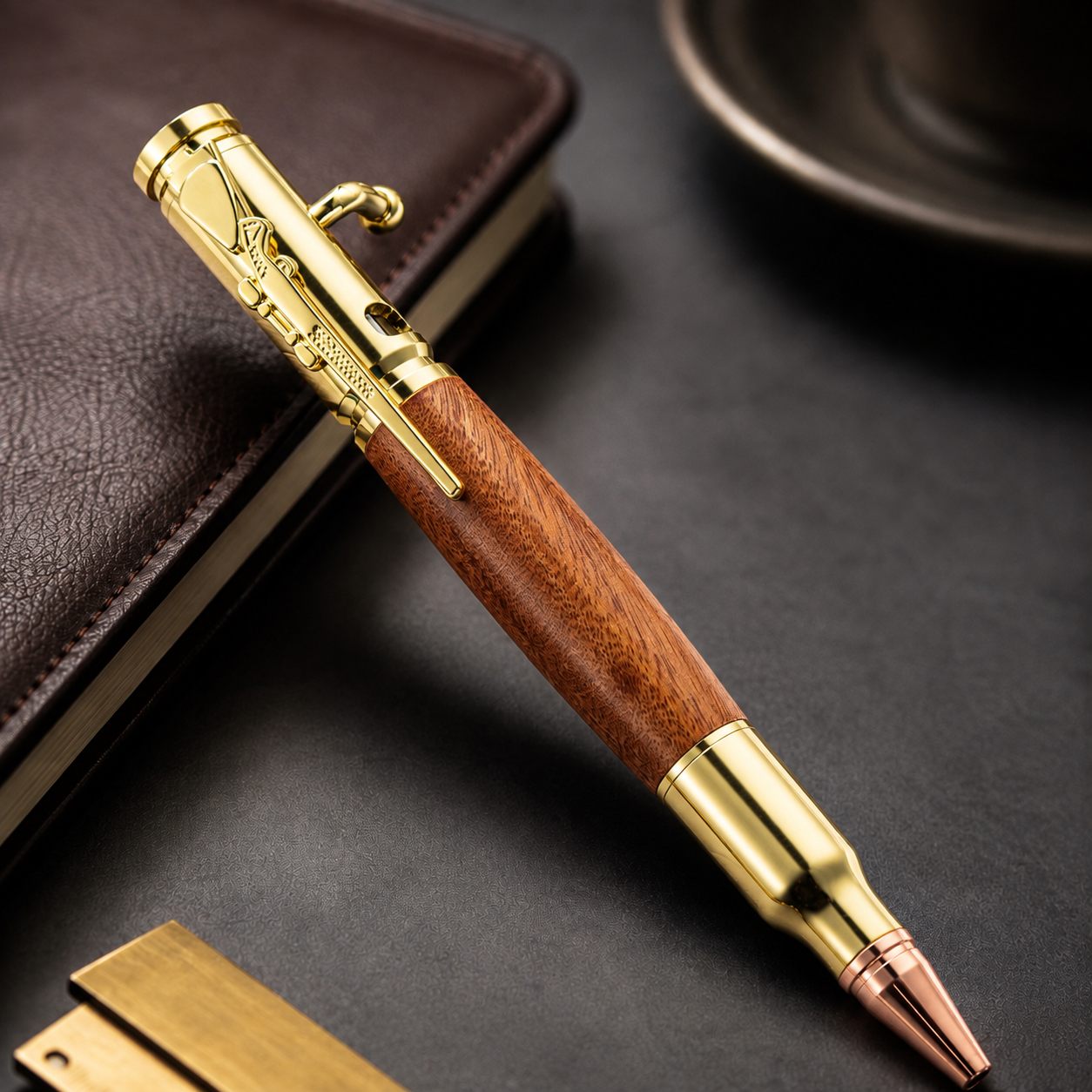 🖊Handcrafted 🖊 Bolt Action Wooden Bullet Pen | Crafted From Real Wood & Bullet Casing