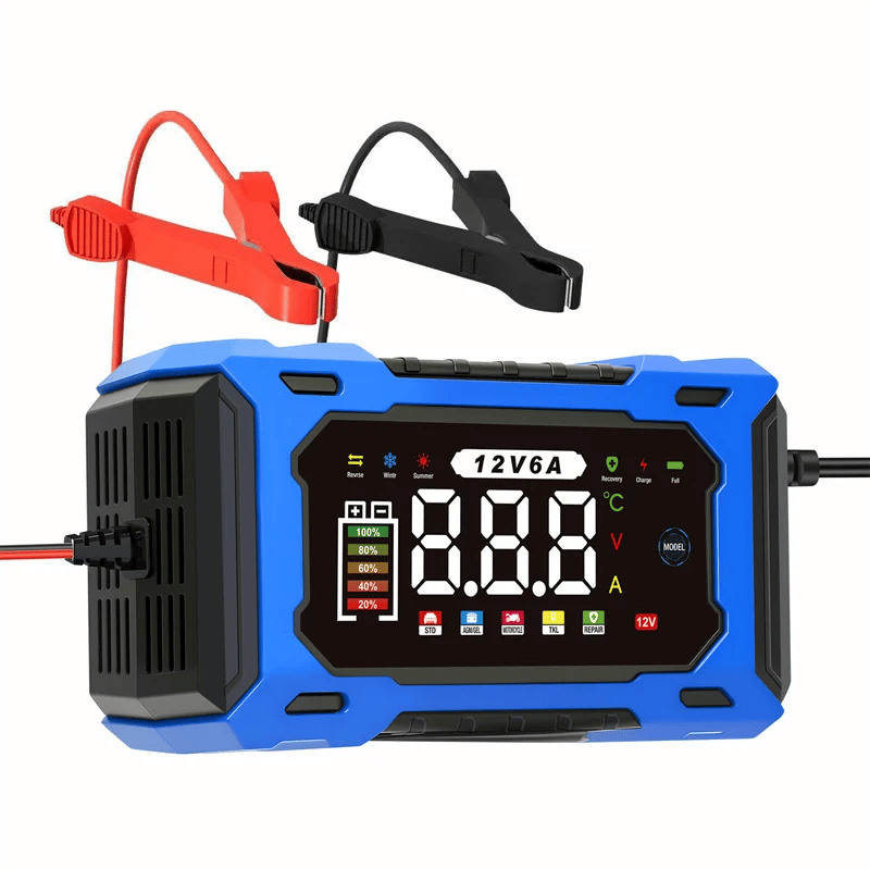 🔥⚡ 12V 6A Automatic Battery Maintainer & Pulse Repairer—For Cars, Motorcycles & SUVs, Auto Maintain & Desulfation