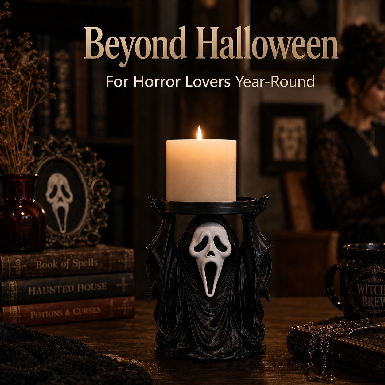 👻 Ghostface Scream Candle Holder 🕯️ Spooky Halloween Decor