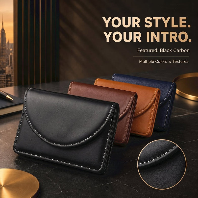 ✈️Last Day 50% OFF✨💼 PU Leather Business Card Holder – Slim Magnetic Name Card Case