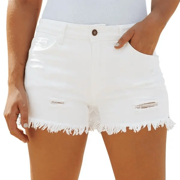 Women's Casual Mid Rise Denim Shorts Stretch Ripped Raw Hem Jean Shorts – Stylish & Comfortable Women's Fashion