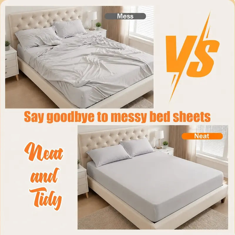 Bed appearance comparison with fitted sheet holders