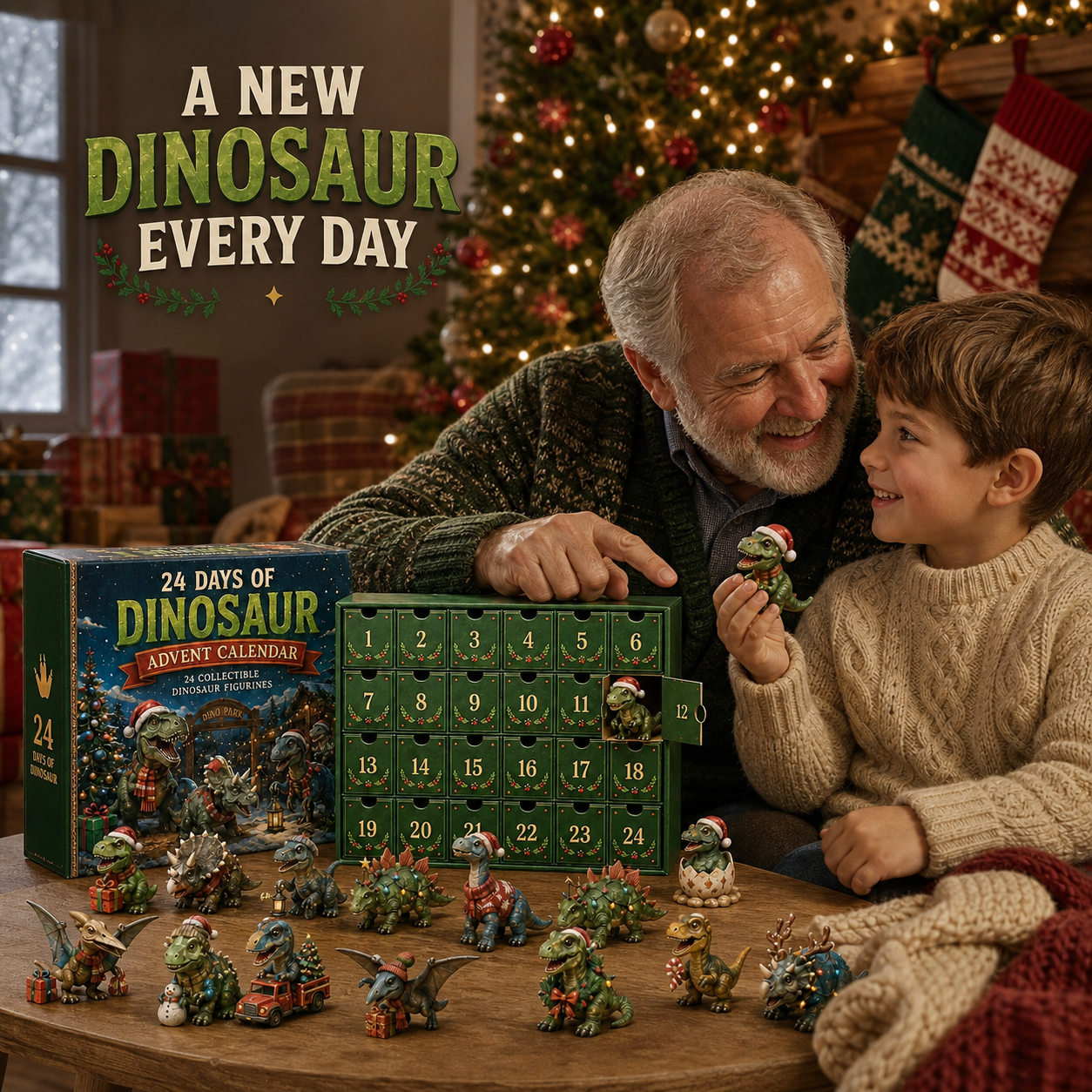 ✈️Last Day 50% OFF✨24 Days of Dinosaur Christmas Advent Calendar – 24 Collectible Dino Figurines & Holiday Surprises
