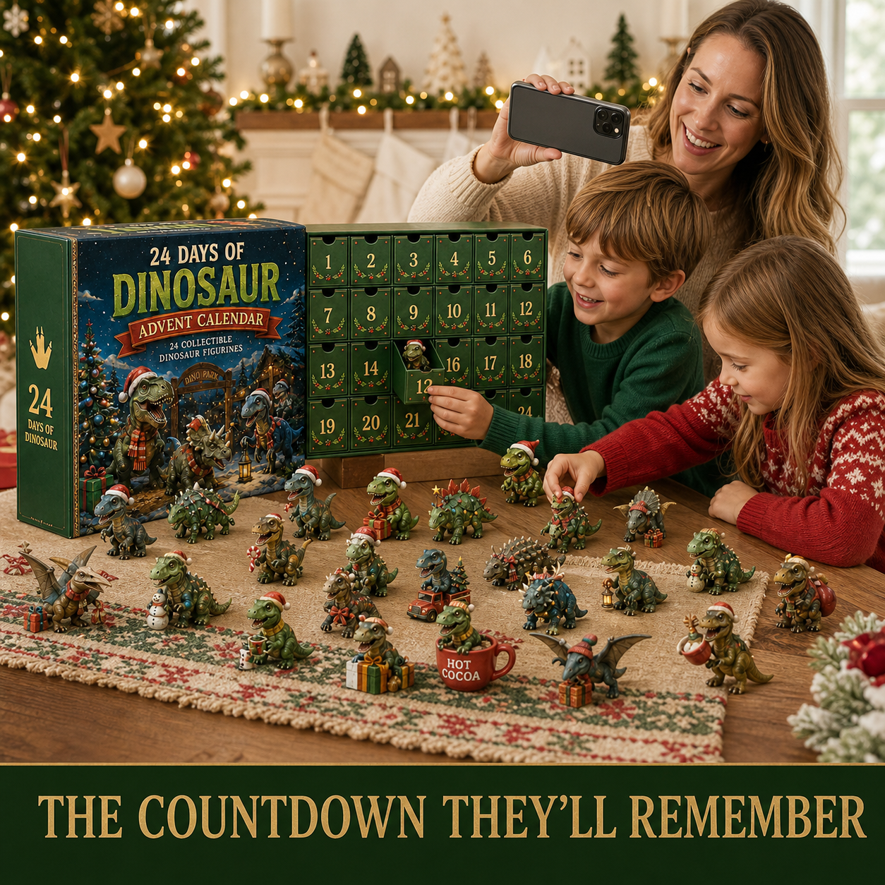 ✈️Last Day 50% OFF✨24 Days of Dinosaur Christmas Advent Calendar – 24 Collectible Dino Figurines & Holiday Surprises