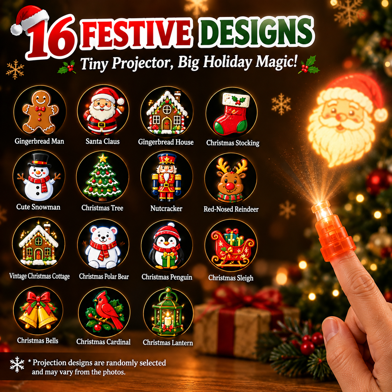 🎄Christmas Finger Projector Lights （16 PCS）– Mini Pattern Projector