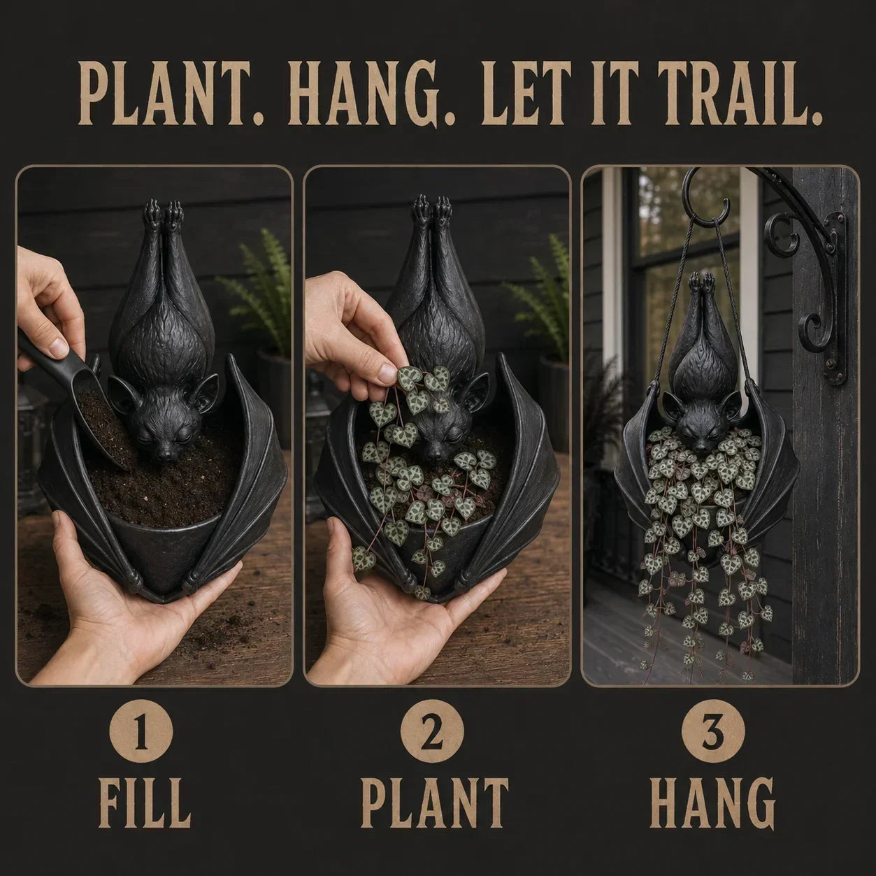 🌎Ends Today: 70% OFF!🔥🦇 Upside‑Down Hanging Bat Planter