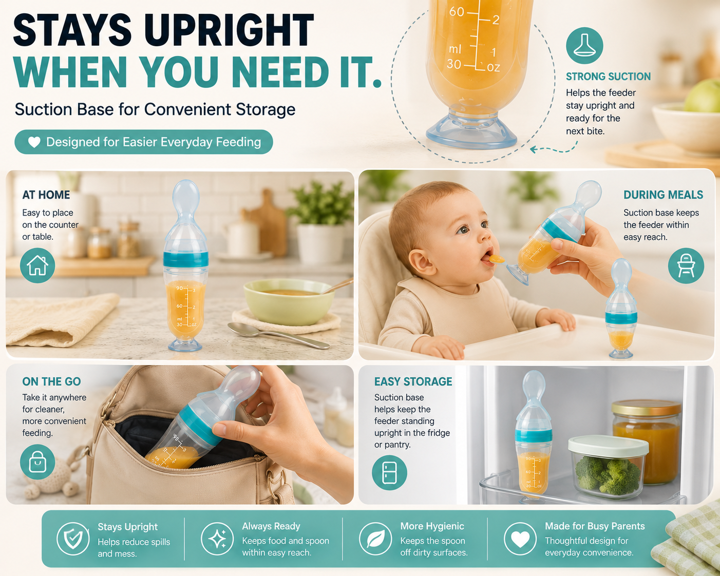 ✈️Last Day 50% OFF✨👶 Squeeze & Feed Baby Food Feeder – Spoon + Container in One