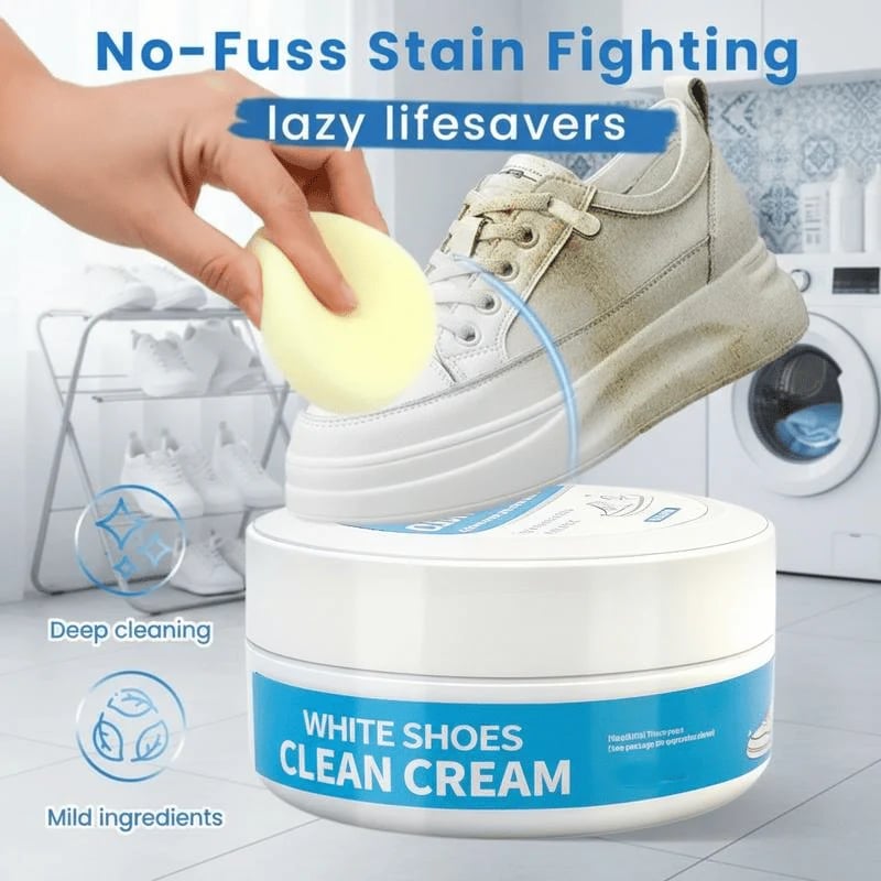 ✈️Last Day 50% OFF✨👟White Shoe Cleaner Cream | Multipurpose No-Wash Solid Comes with Sponge