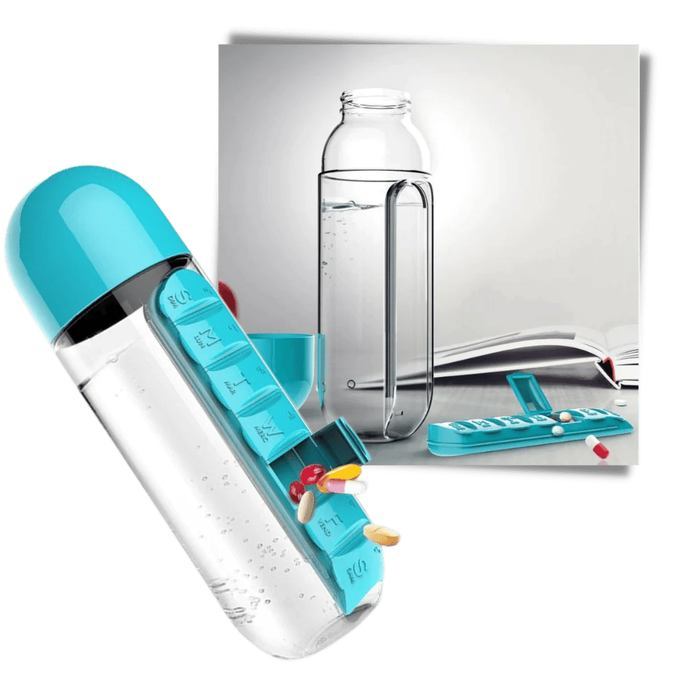 Plastic Water Bottle with Pill Box