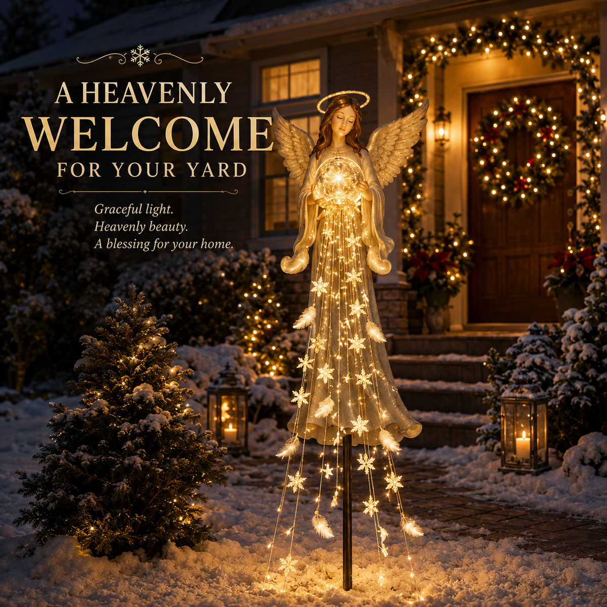 👼 Angel Blessing Fountain – Solar Cascading Garden Light ✨