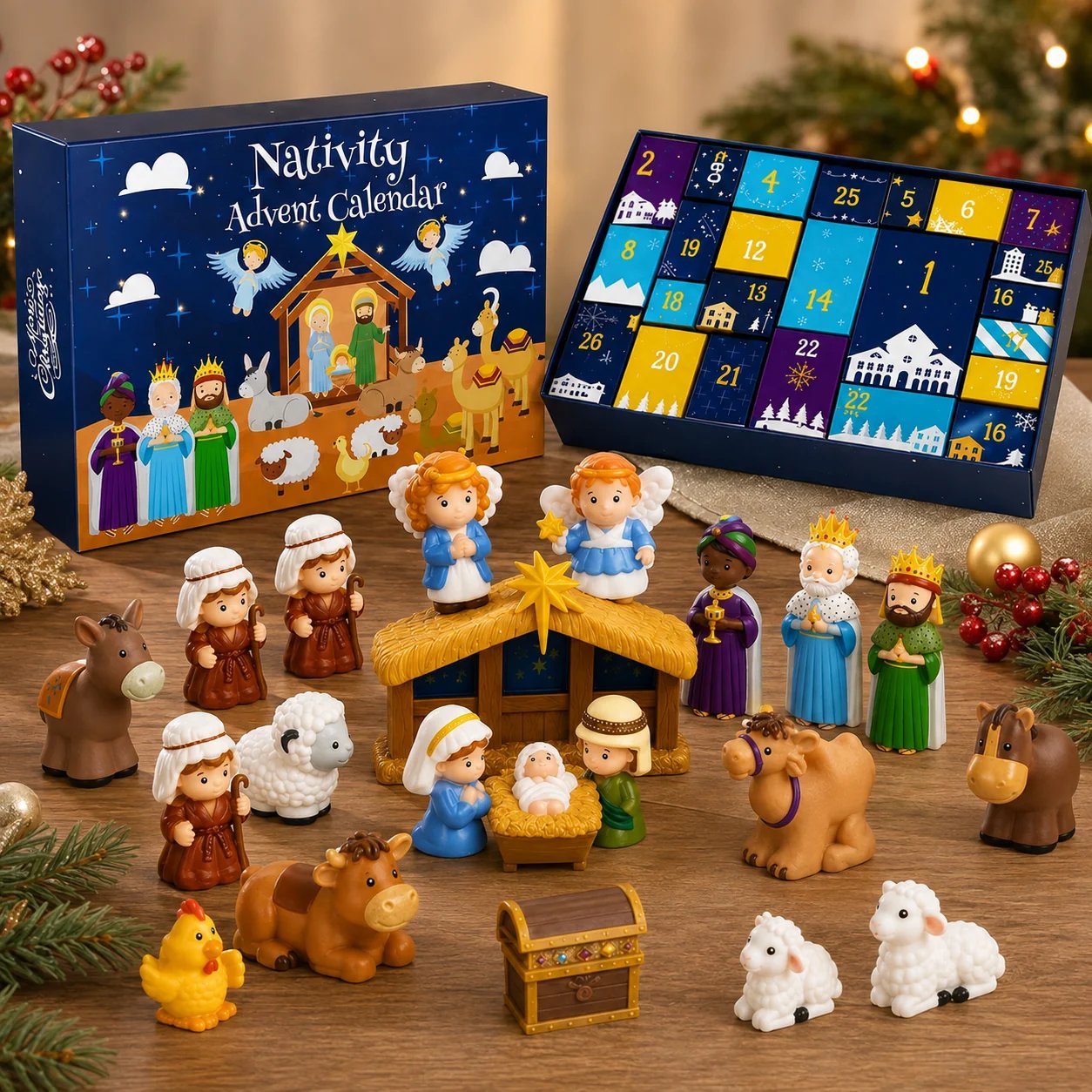 ✈️Last Day 50% OFF✨💯2026 Nativity Advent Calendar – 25-Piece Christmas Story Set for Kids