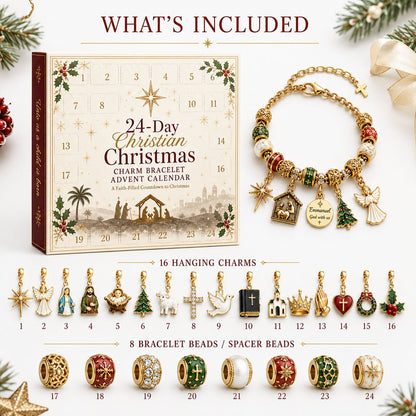 ✈️Last Day 50% OFF✨🎄24-Day Christian Christmas Charm Bracelet Advent Calendar