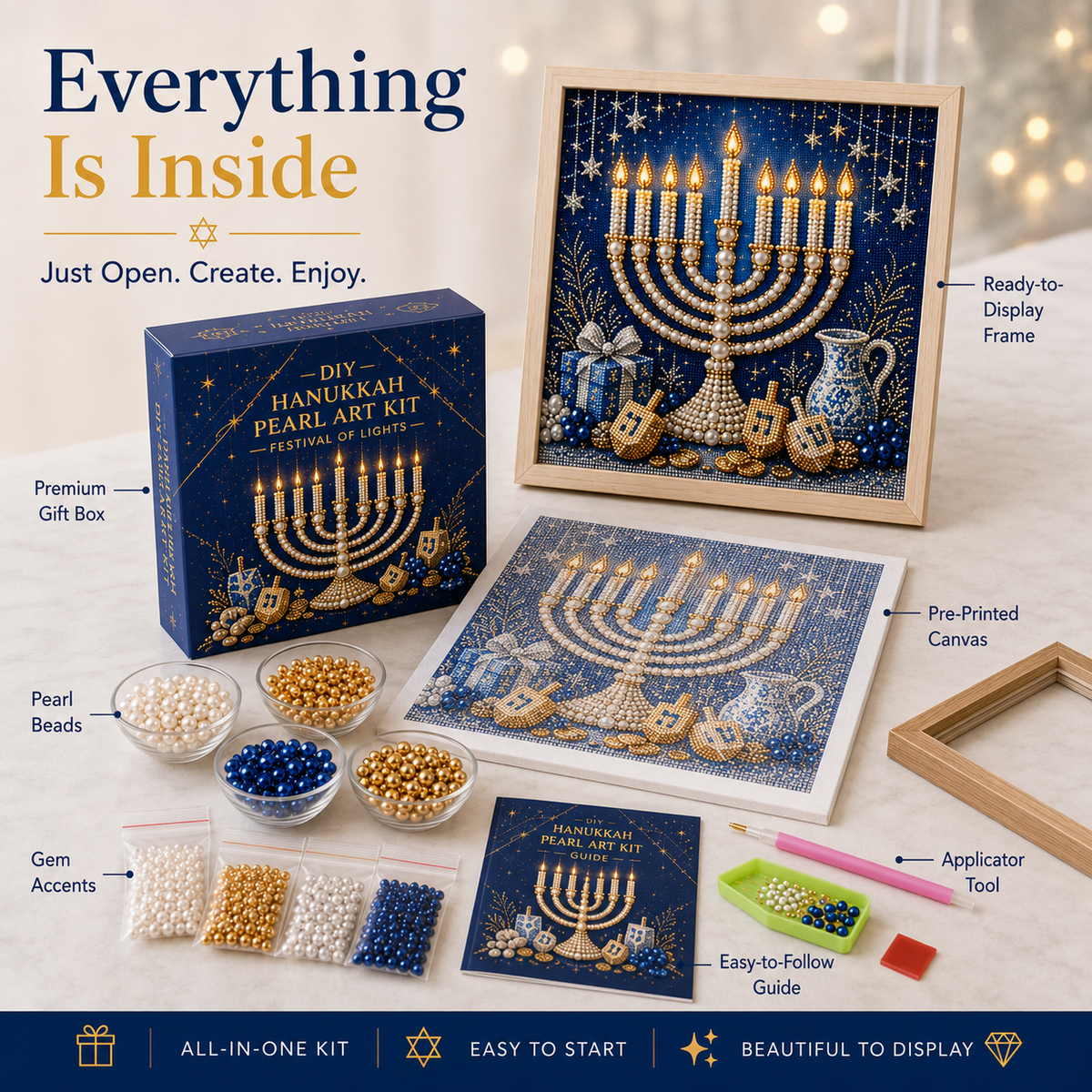 ✈️Last Day 50% OFF✨🎁DIY Hanukkah Pearl Art Kit ✨