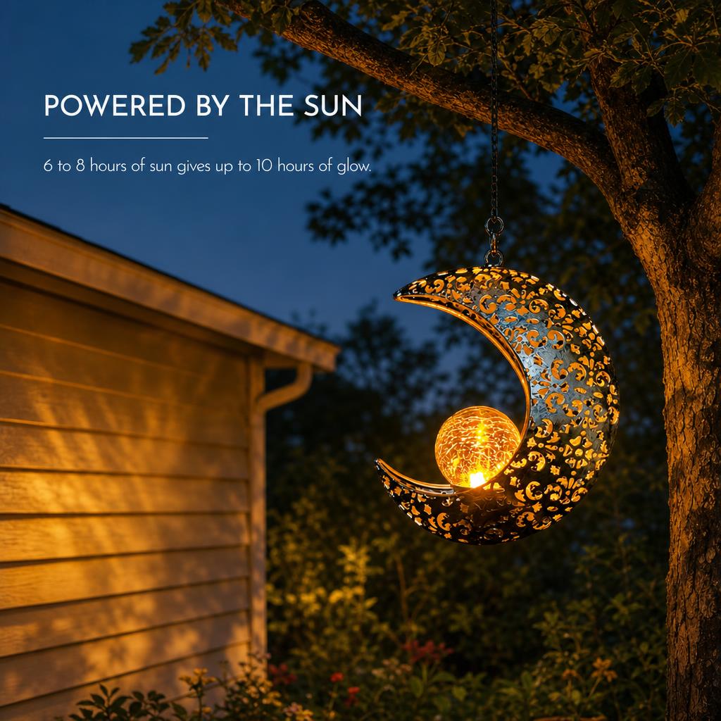 Celestial Glow Solar Sun & Moon Hanging Garden Lanterns