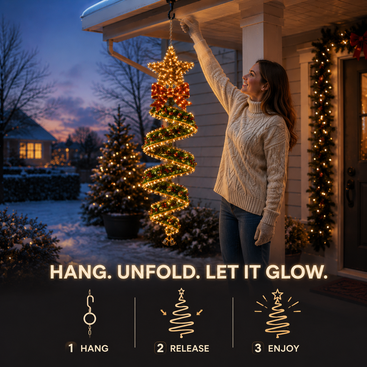 ✨Last day for 50% off🎄Christmas Magic Spiral™ Hanging LED Light Collection