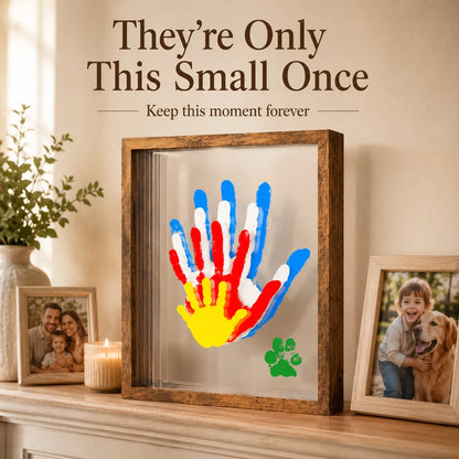🎁Today Only: 55% OFF🔥Wooden Transparent Handprint Frame Set, DIY Family Memorial Gift Kit
