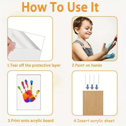 🎁Today Only: 55% OFF🔥Wooden Transparent Handprint Frame Set, DIY Family Memorial Gift Kit