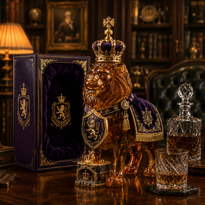 🌎Ends Today: 70% OFF!🔥👑Crown 87th Anniversary Royal Lion Whiskey Bottle