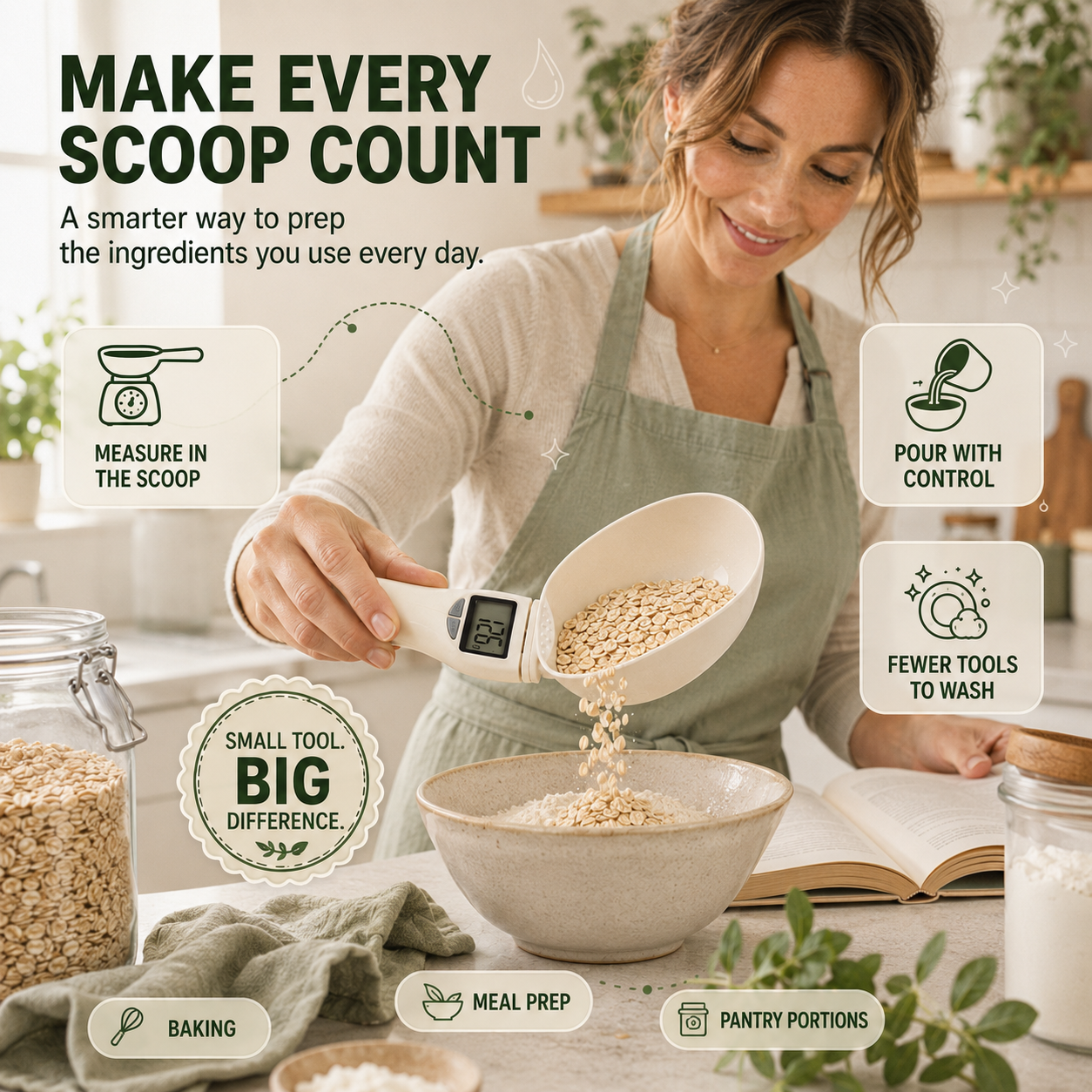 🏅 Digital Kitchen Scoop Scale – Scoop, Weigh & Pour 🥄