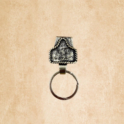 Vintage Brass Initial Cow Tag Keychain
