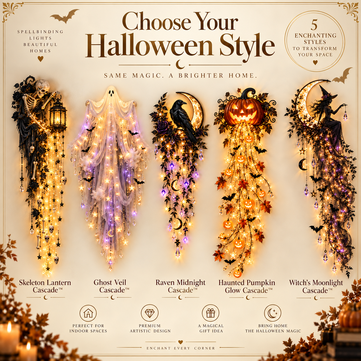 🎃✨Last Day 49% OFF✨Elegant Halloween Cascade Wall Light Collection