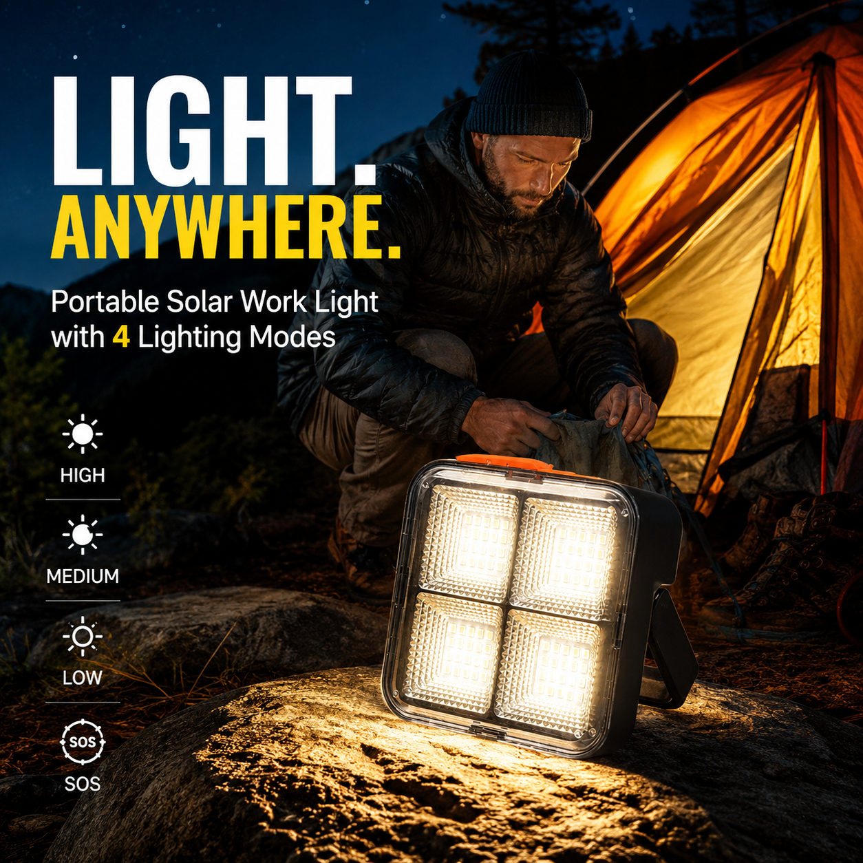 🔥🎁Hot Sale 49% OFF💡Portable Solar Work Light with 4 Lighting Modes