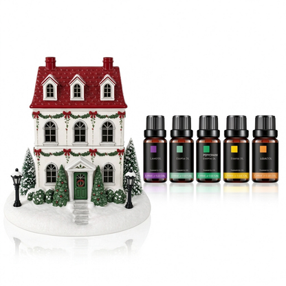 🏠 Christmas House Aroma Diffuser – Gentle Mist & Glowing Windows