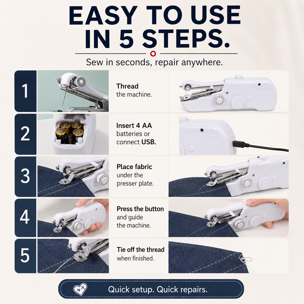 ✈️Last Day 50% OFF✨🧵Portable Mini Electric Sewing Machine – Quick Clothing Repairs Anytime, Anywhere