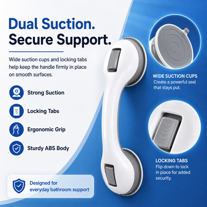 ✈️Last Day 50% OFF✨🛁 Strong Suction, Safer Steps — No-Drill Bathroom Grab Bar 🛡️