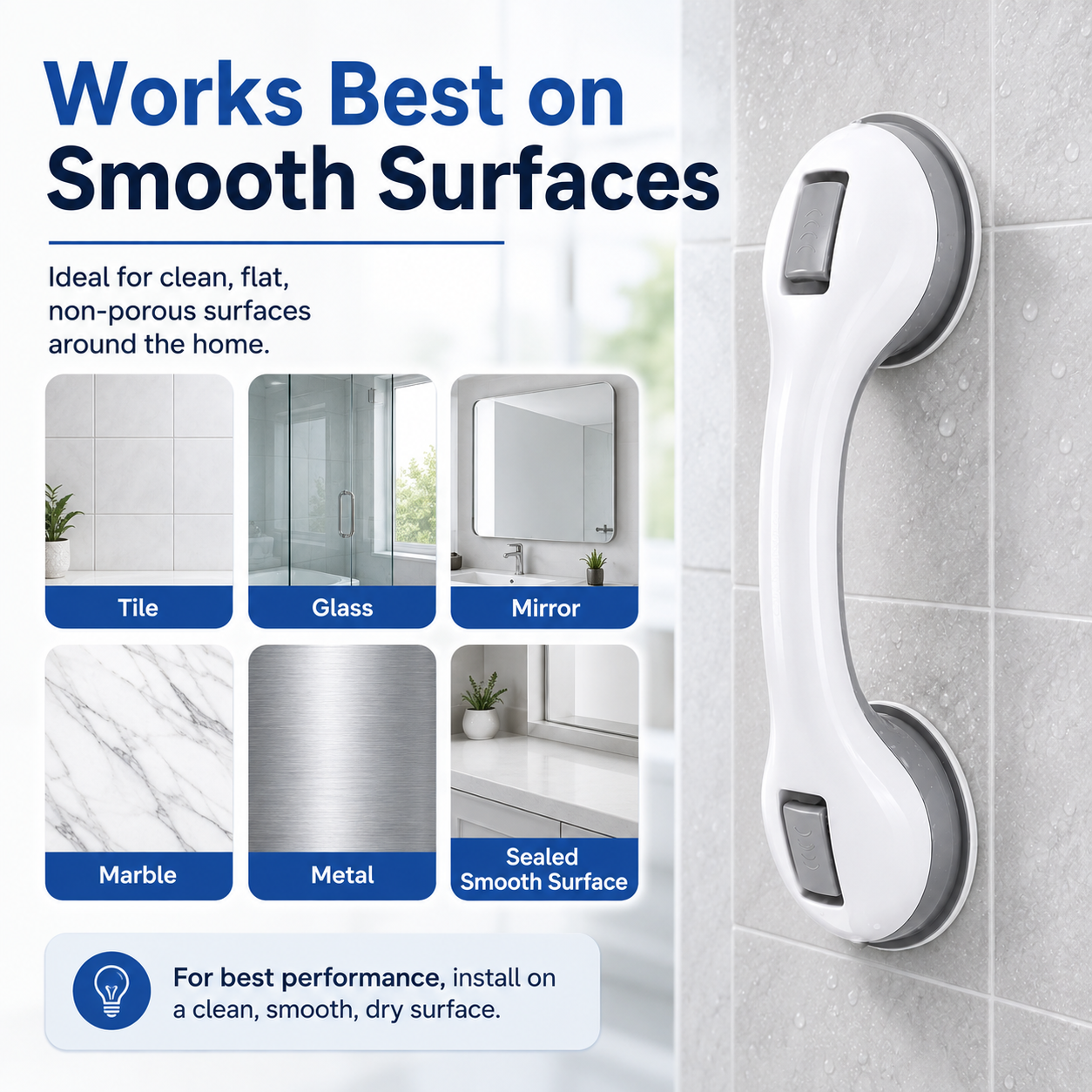 ✈️Last Day 50% OFF✨🛁 Strong Suction, Safer Steps — No-Drill Bathroom Grab Bar 🛡️