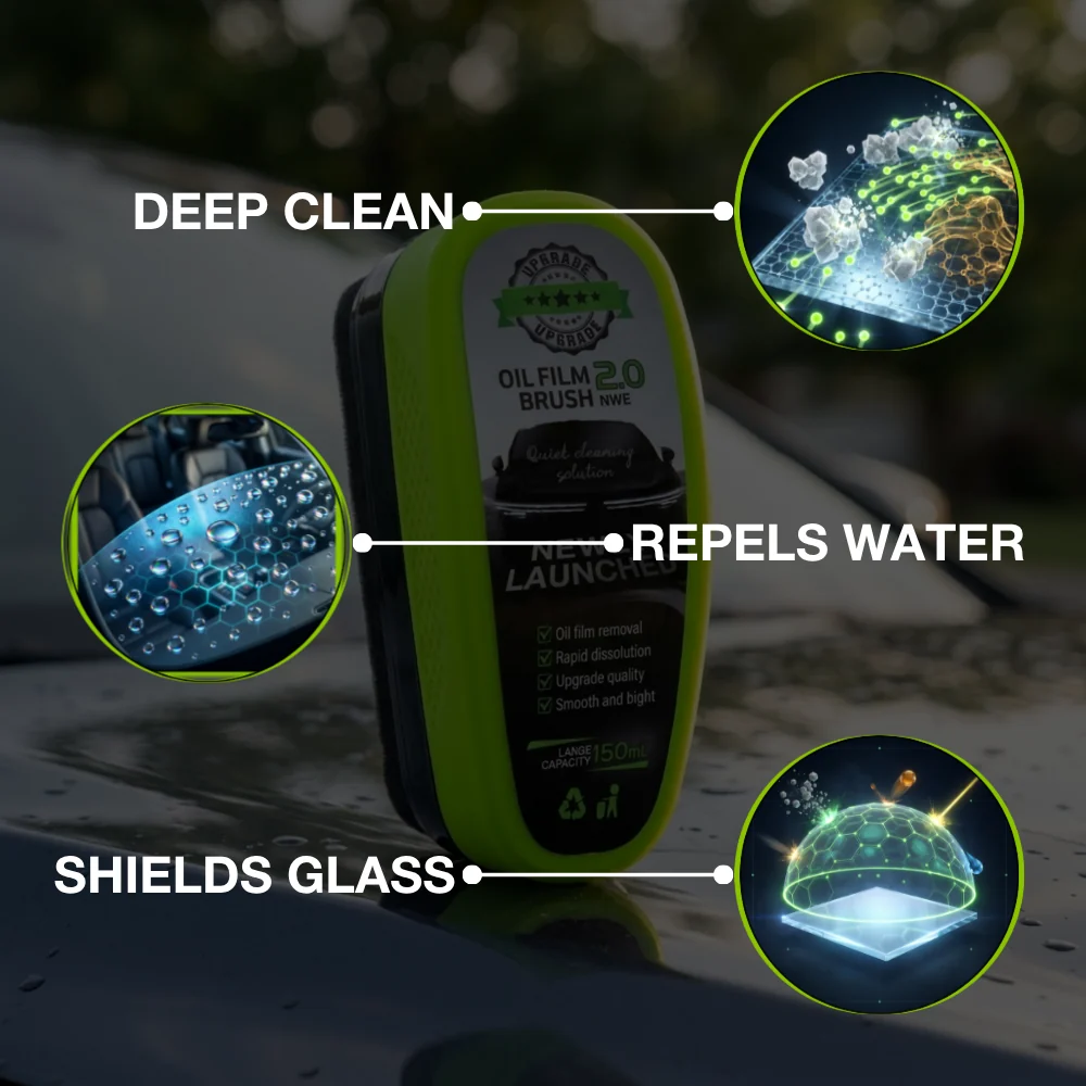 ✈️Last Day 50% OFF✨Reusable Windshield Oil Film Remover – Anti-Fog Glass Coating Brush