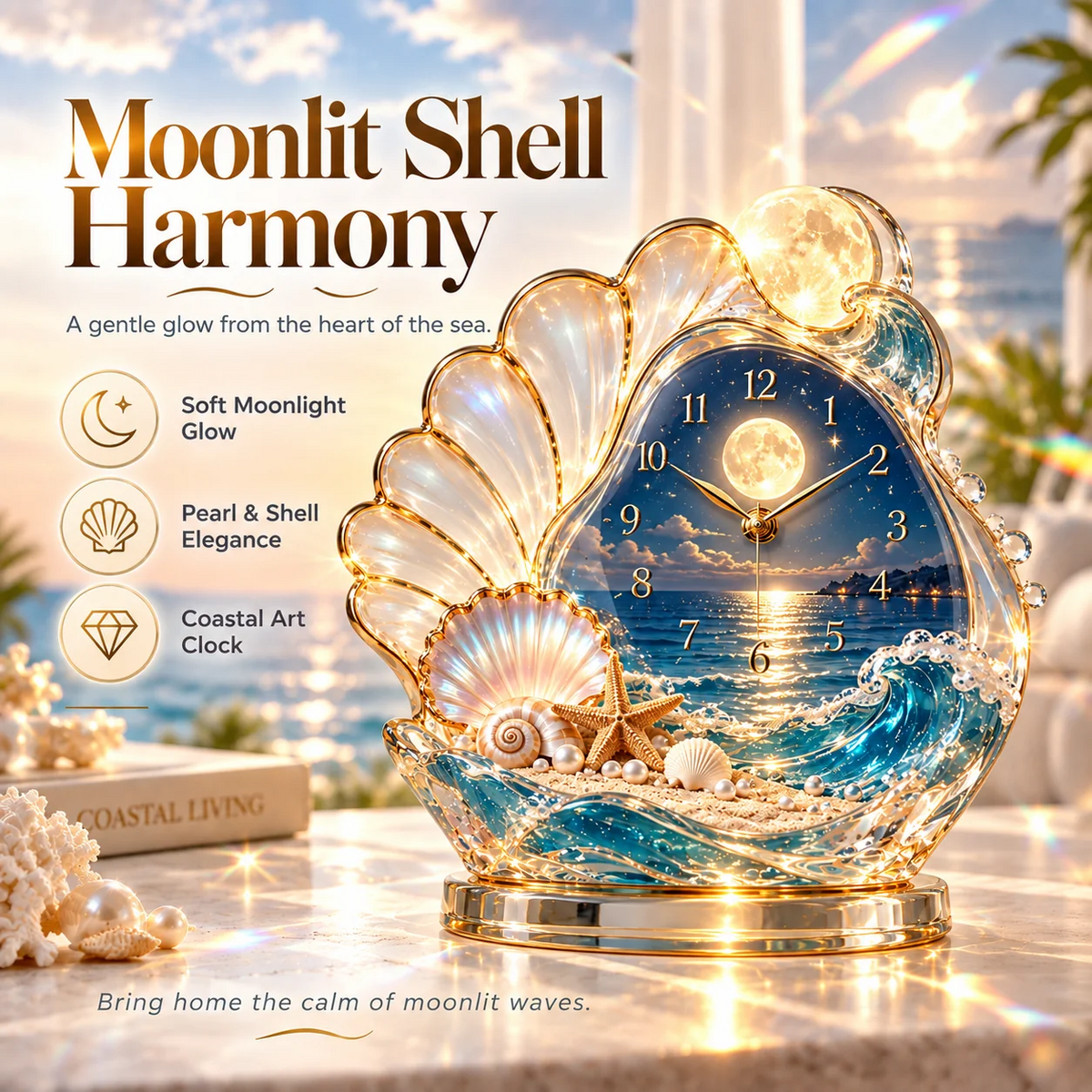 🌊 Coastal Glow Crystal Clock Collection — Bring the Beauty of the Sea Home ✨