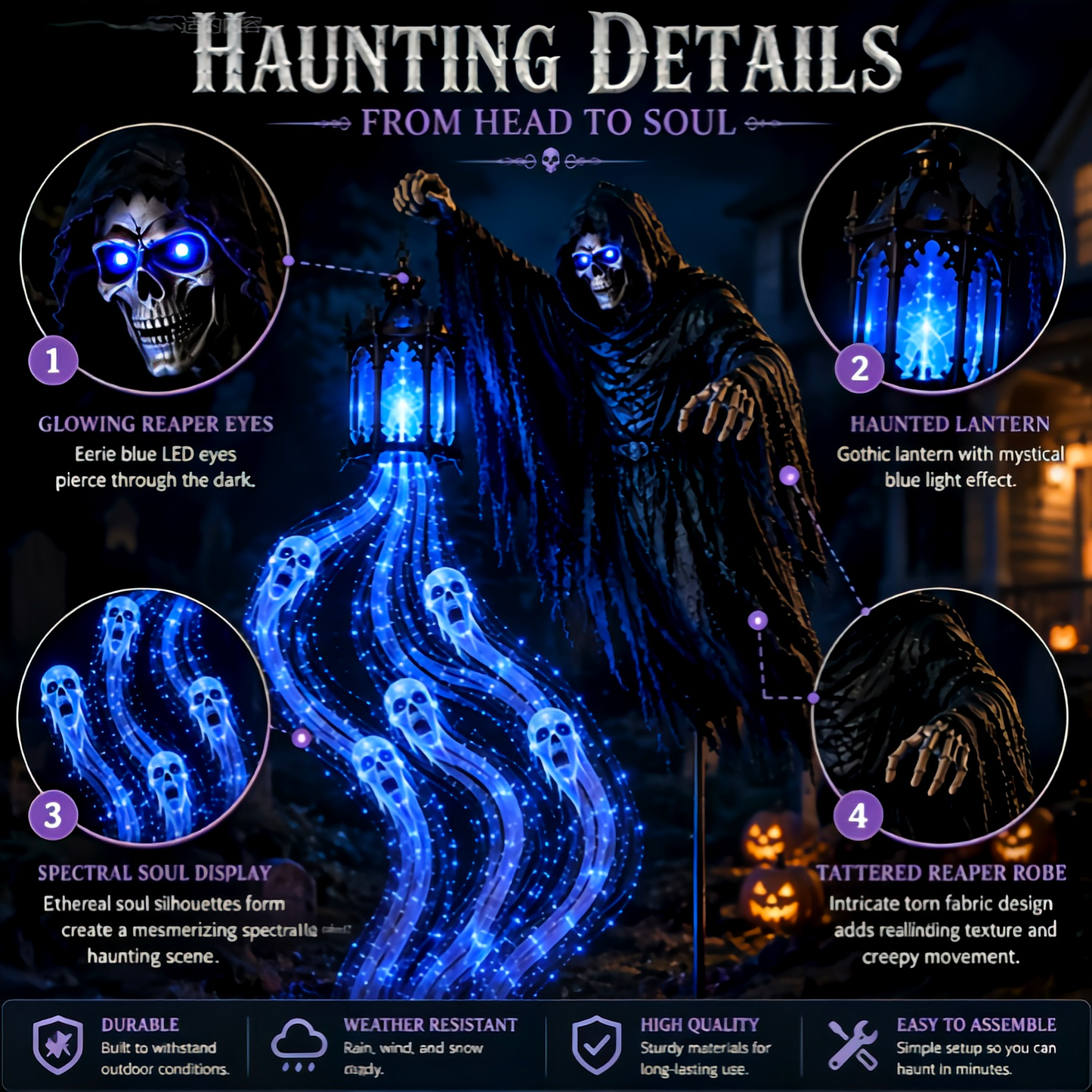 🌎Ends Today: 70% OFF!🔥🎁💀The Grim Reaper’s Glowing Garden-A Spooky Halloween Yard Display