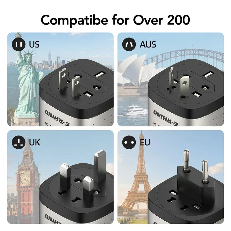 🔋70W GaN Global Travel Charger – 3-Port 4-in-1 Rotary Plug