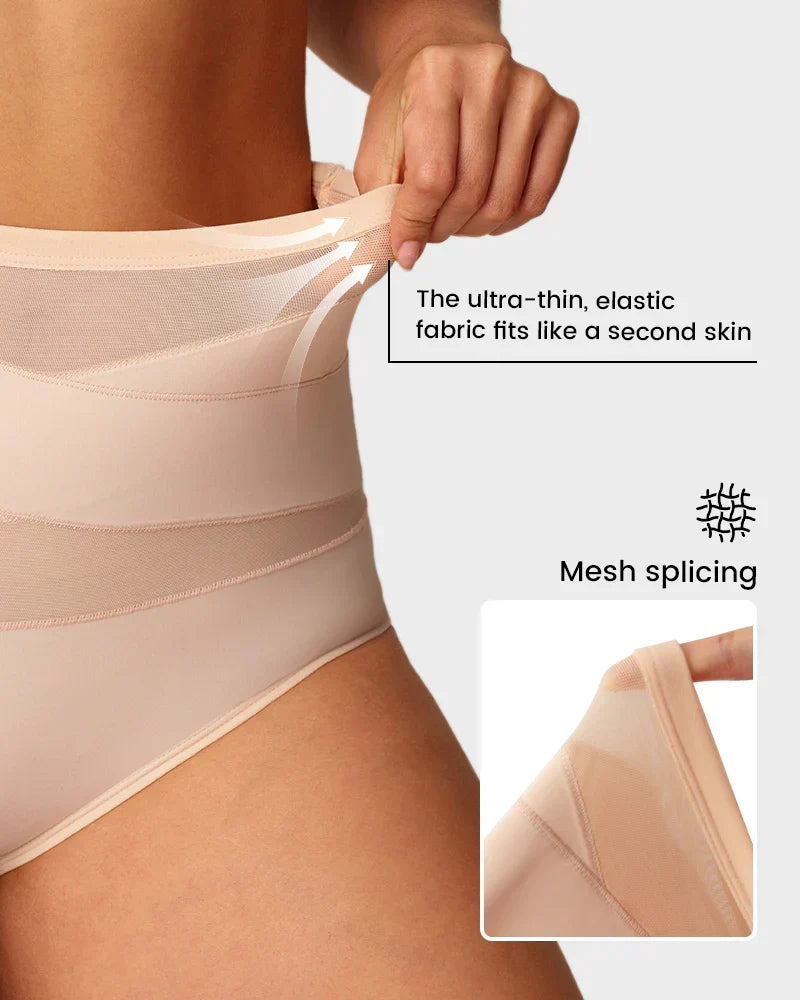 Plus-Size High-Waist Cross Tummy Control Panties