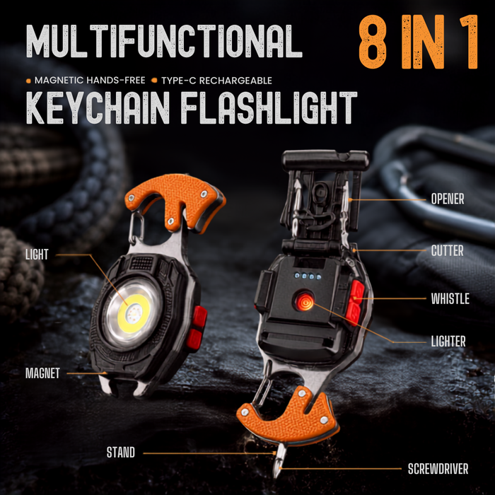 🔥 50% OFF | 8-in-1 Rechargeable Keychain Flashlight Multi-Tool 🔦