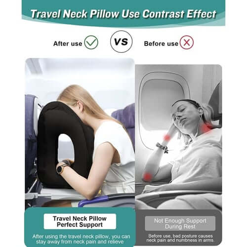 ⏳Time-Limited Special⏰Inflatable Travel Pillow | 360° Support – Soft Flocking, Quick Inflate, Compact ✨