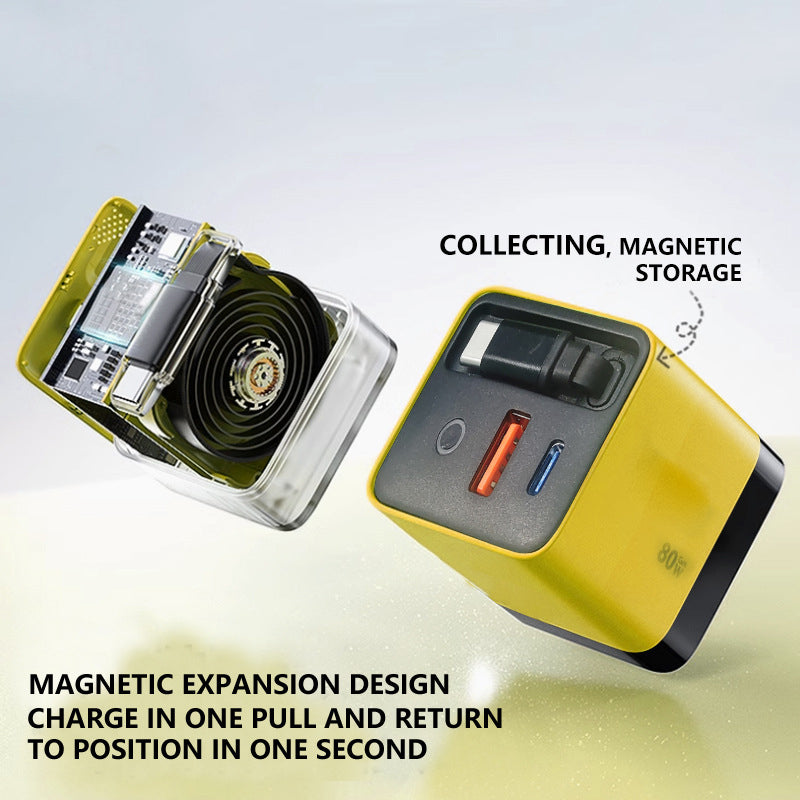 Retractable charging cable storage design