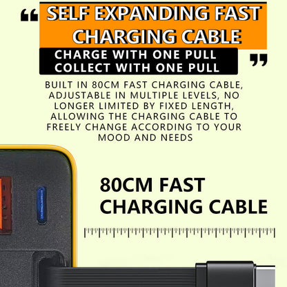 🏅2026 Sale — Over 32000 Sold! 💰65W Fast Charging Phone Charger Block with Retractable 80cm Type-C Cable portable