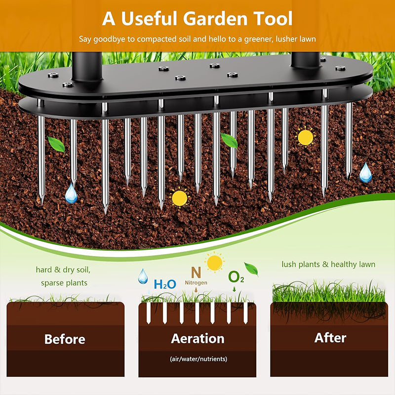 🌱 Heavy-Duty Carbon Steel Manual Lawn Aerator with Spring Ejection 🚜