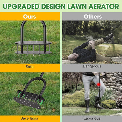 🌱 Heavy-Duty Carbon Steel Manual Lawn Aerator with Spring Ejection 🚜