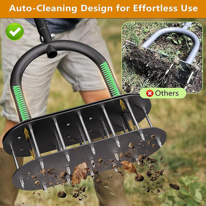 🌱 Heavy-Duty Carbon Steel Manual Lawn Aerator with Spring Ejection 🚜
