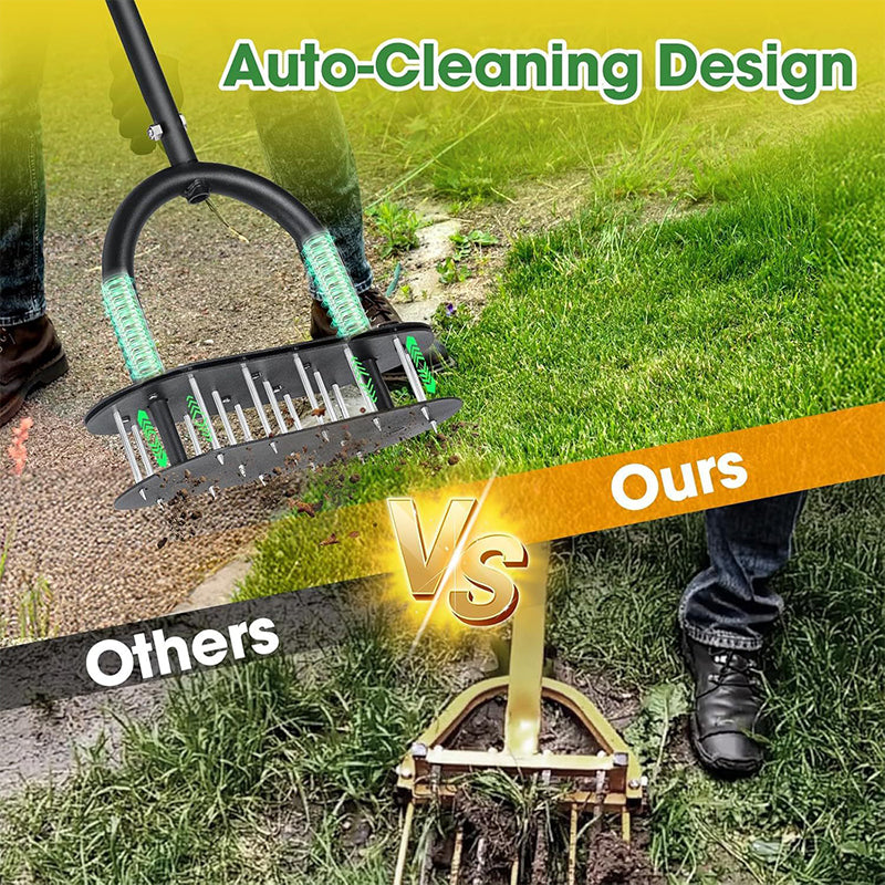 🌱 Heavy-Duty Carbon Steel Manual Lawn Aerator with Spring Ejection 🚜