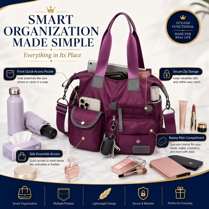 🔥🔥Last Day Discount 62% Off - Waterproof Tote Bag – 3-Way Carry & Spacious Organization