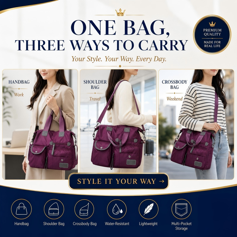 🔥🔥Last Day Discount 62% Off - Waterproof Tote Bag – 3-Way Carry & Spacious Organization