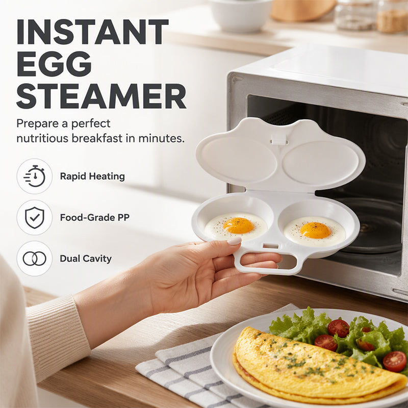 🌎Ends Today: 70% OFF!🔥🥚✨ BUY 1 GET 1 FREE! Dual-Cavity Microwave Egg Poacher | Quick & Healthy Breakfast in Minutes 🍳