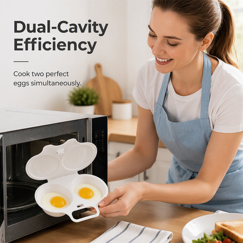 🌎Ends Today: 70% OFF!🔥🥚✨ BUY 1 GET 1 FREE! Dual-Cavity Microwave Egg Poacher | Quick & Healthy Breakfast in Minutes 🍳