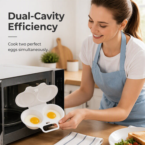 🌎Ends Today: 70% OFF!🔥🥚✨ BUY 1 GET 1 FREE! Dual-Cavity Microwave Egg Poacher | Quick & Healthy Breakfast in Minutes 🍳