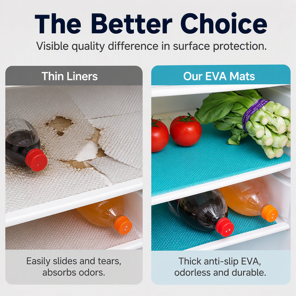 Waterproof Fridge Shelf Liners – Non-Slip, Easy-Clean & Food-Safe – Keeps Fridge Shelves Fresh & Organized